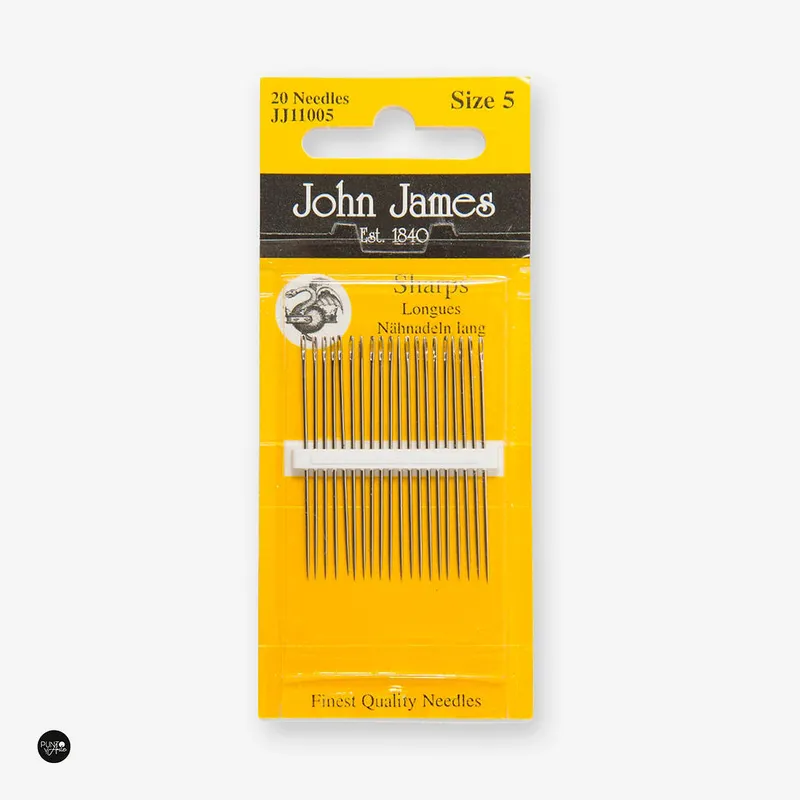 Profesional 20 Pack de Agujas Largas No. 5 para Coser a Mano - John James JJ11005: La Elección Perfecta para una Costura Eficiente