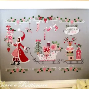 Natale in Rosa - Cuore e Batticuore - Esquema Punto de Cruz Económico