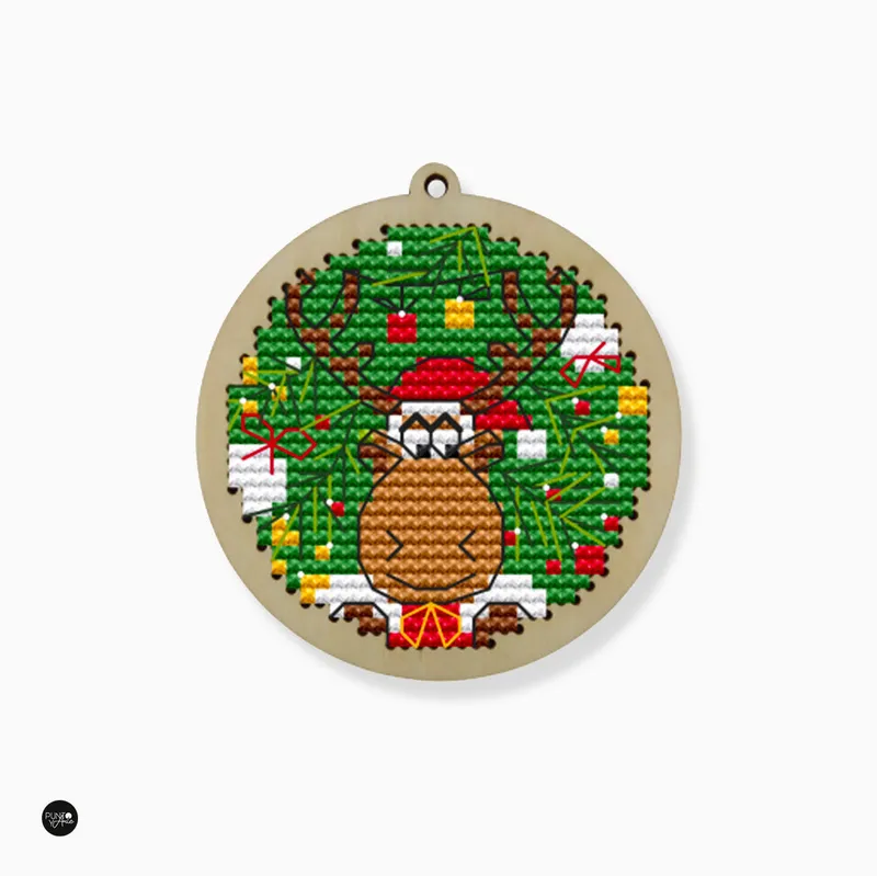 Compra Hoy Adorno Navideño. Ciervo - Wizardi - Kit de punto de cruz KF022/8-2