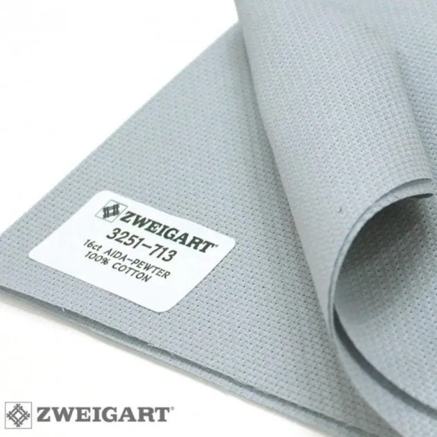 Nueva Colección Tela AIDA 16 ct color Pewter - ZWEIGART 3251/713 tela para punto de cruz - 55x48