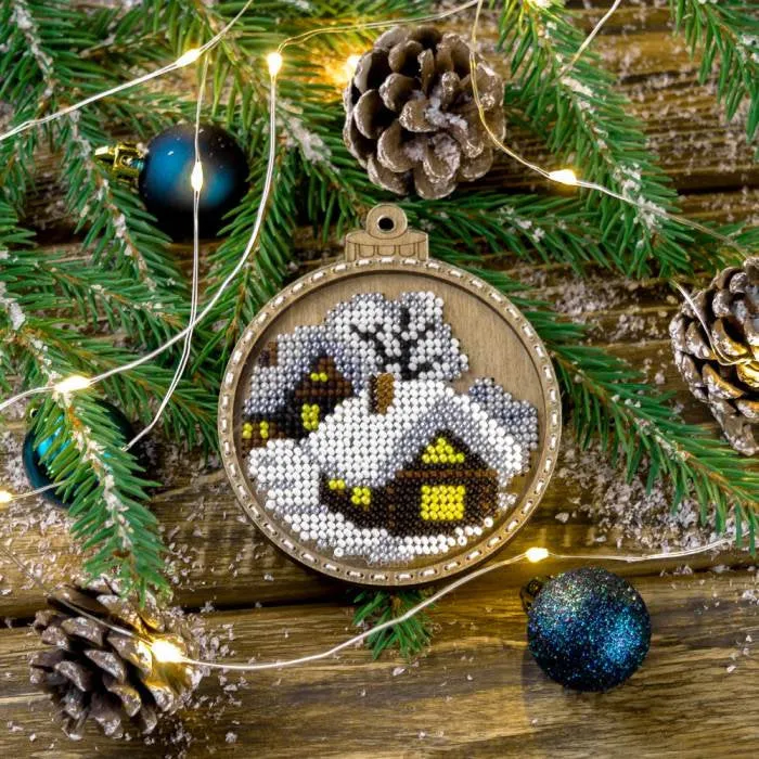 FLK-370 Adorno Navideño - Kit con Abalorios - Madera De Moda