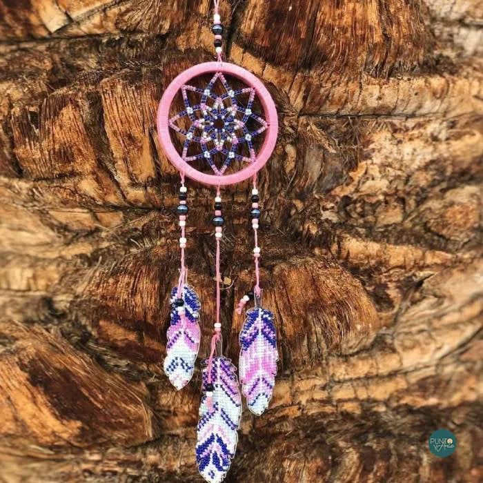 FLPL-027 Atrapasueños Rosa - Kit con Abalorios Promoción