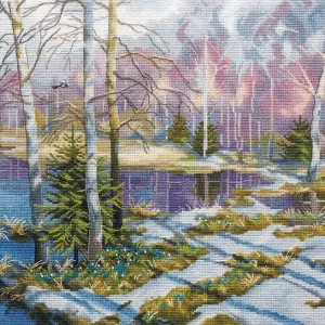 Kit de punto de cruz. Primroses - 1545 OVEN Marca Reconocida