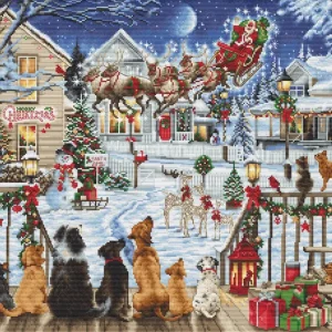 Kit de Punto de Cruz "Mascotas en el Porche" - B2423 Luca-S Gold Máxima Calidad