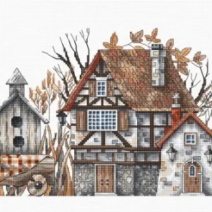 Moderno Kit de Bordado "Encanto Rural de Otoño" - Punto de Cruz Exclusivo de Punto y Arte P008