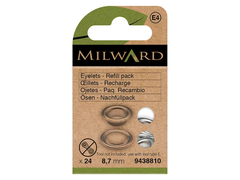 Hecho A Mano Pack de 24 Ojetes de Recambio Milward de 8.7 mm