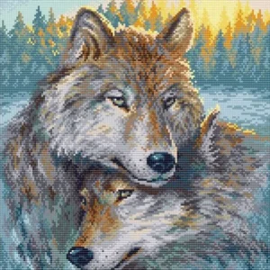 Oferta De Temporada Lobos al atardecer. Brill Art MC-095. Kit de Punto Diamante