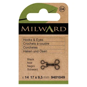 Conjunto de 14 Crochetes Milward #3 en Negro - Cierres de Metal 17x9.5 mm Oferta Flash