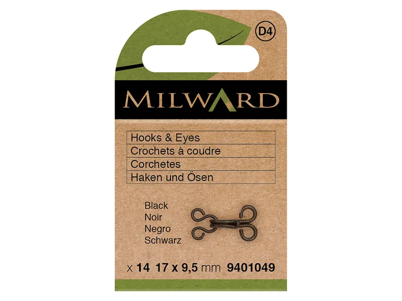 Conjunto de 14 Crochetes Milward #3 en Negro - Cierres de Metal 17x9.5 mm Oferta Flash