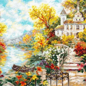 Kit de Punto de Cruz. Casa junto al Río - Magic Needle 210-750 Liquidación