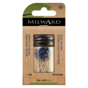 Directo De Fábrica Pack de 60 Alfileres Milward 9721500 con Mango de Plástico - 0.6 x 42 mm