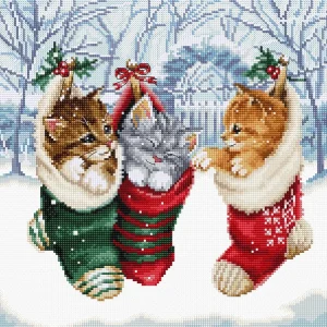 Económico Kit de Punto de Cruz "Snowy Kitties" - Letistitch L8087