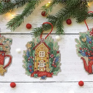 Popular Sweet Christmas Ornaments - 70-09607 Dimensions - Kit de punt de cruz