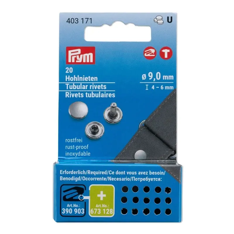 Remaches Tubulares Plateados Ø 9 mm - 4-6mm de Prym 403171 Hecho A Mano
