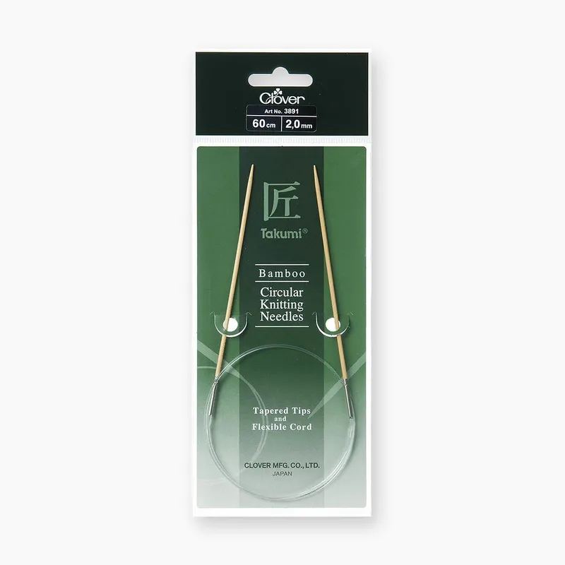 Agujas Circulares de Bambú Takumi de 60 cm de Clover - Tejido de Precisión y Comodidad - 2 mm Comprar En Línea