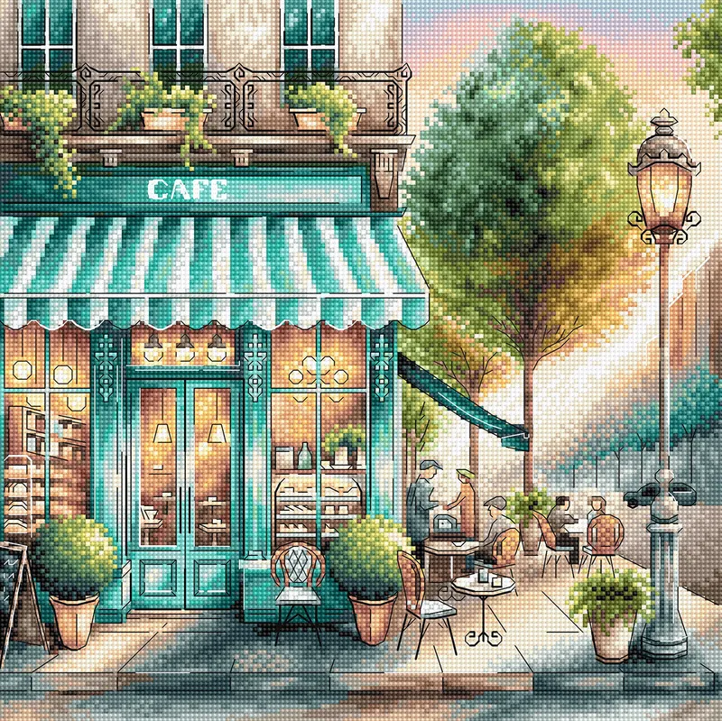 Un Café en la Ciudad - Kit de Punto de Cruz AVA Stitch P026 Envío Exprés