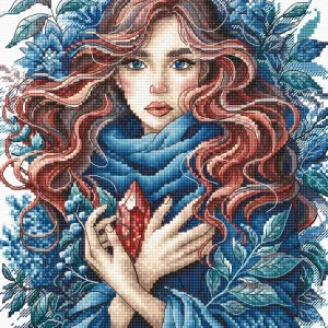 Kit de Punto de Cruz "Carmínea: Guardiana del Cristal Bermejo" de AVA Stitch - P032 Oferta Especial