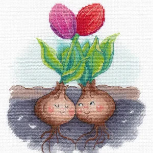 Kit de punto de cruz "Tulipanes Enamorados" 1594 Mayoreo