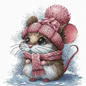 Kit de Punto de Cruz AVA Stitch P073 - Ratoncito con Gorro de Invierno Envío Internacional