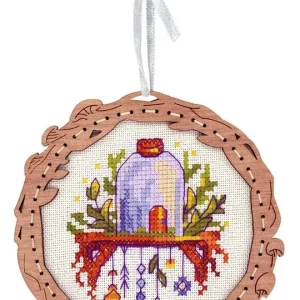 Kit de punto de cruz con base de madera "Miniatura. Casa en un estante" SO-108 Envío Internacional