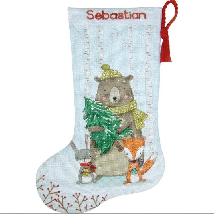 Compra Ahora Kit de Punto de Cruz: Woodland Animals Stocking (70-09621) de Dimensions