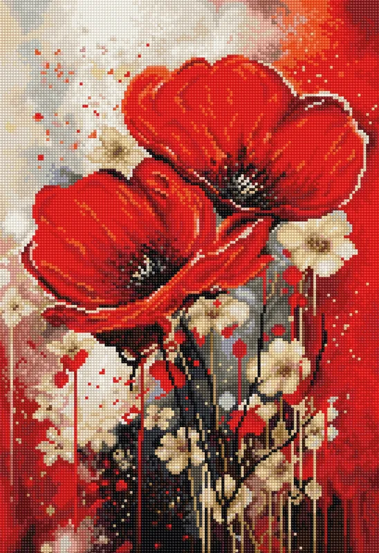Artesanal Kit de Punto de Cruz Luca-S - "The Dance of The Poppies" (B7046)