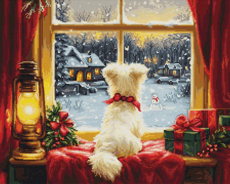 Kit de Punto de Cruz Luca-S - "Waiting For The Snowflakes" (BU5076) Artesanal