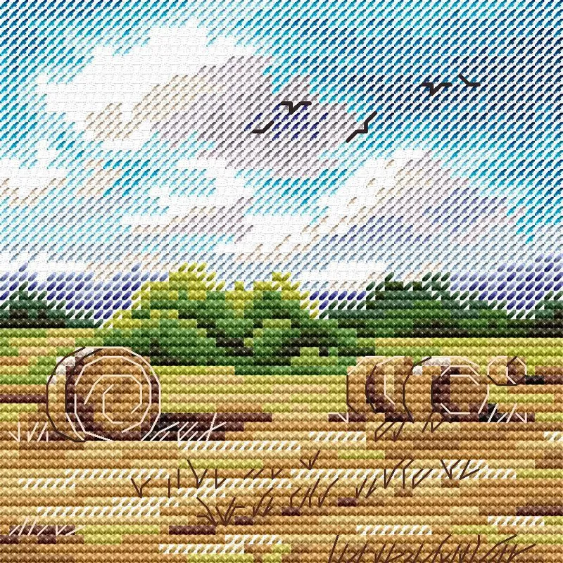 Kit de Punto de Cruz "Campos Rurales" MP Studia SM-994 – Paisaje Campestre Oferta Especial