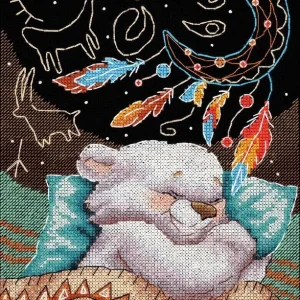 Kit de Punto de Cruz "Dulces Sueños" MP Studia SNV-893 – Oso Dormilón Súper Precio