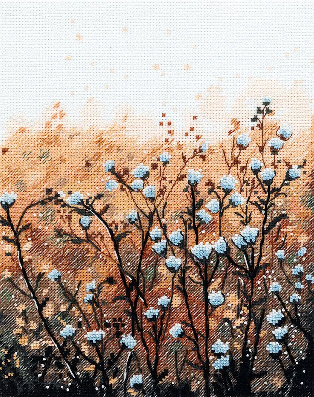 Kit de Punto de Cruz PANNA "Campo al Amanecer" PS-7501 Máxima Calidad