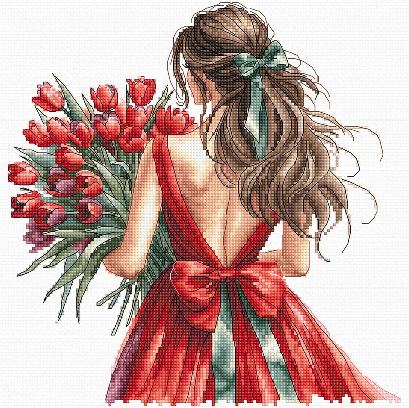 Kit de punto de cruz AVA Stitch “Bouquet of Tulips” P036 – Ramo de tulipanes Novedad
