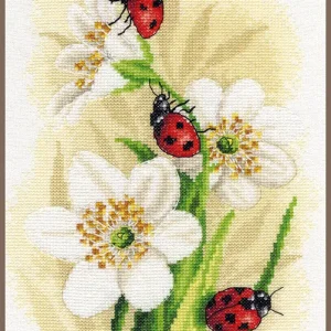 Novedad Ladybug parade - Lanarte - Kit de punto de cruz - Lino 27 ct.