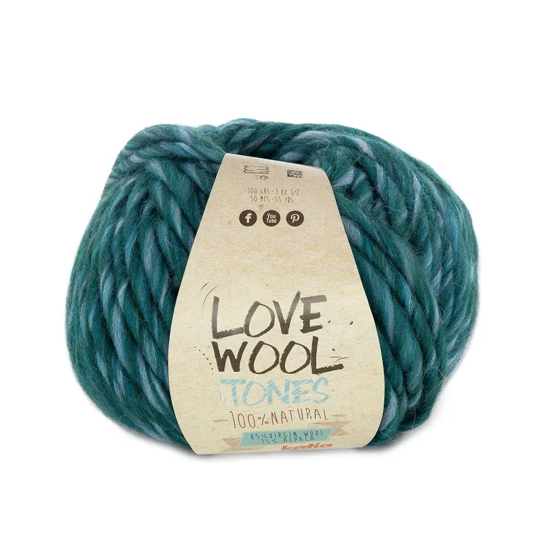 Katia Love Wool Tones - Lana Virgen con Alpaca para Tejido y Ganchillo: Colores Vibrantes y Textura Excepcional - 203 Precio Económico