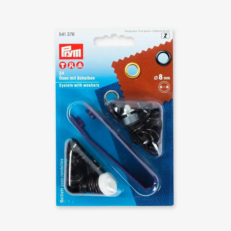 Kit de Ojetes con Arandela 8 mm de Prym: Agrega Detalles Decorativos a tus Proyectos de Costura - Negro Imprescindible (Must-Have)