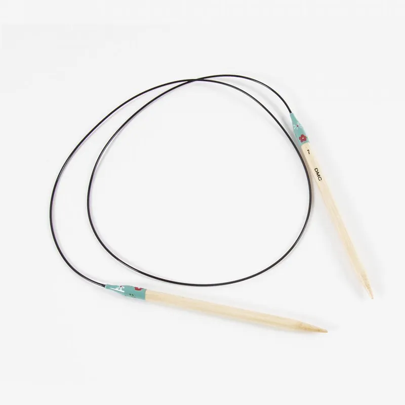 Aguja Circular Decorativa DMC - Bambú con Diseño Floral Pintado a Mano - Nº7 Máxima Calidad