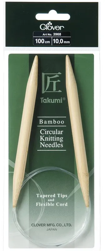 Agujas Circulares de Bambú Takumi de Clover - 100 cm para Tejidos de Alta Calidad - 10 mm Oferta Flash