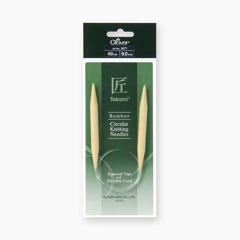 Agujas Circulares Takumi de Bambú de 40 cm de Clover - Tejido Preciso y Cómodo - 9 mm Rebajas