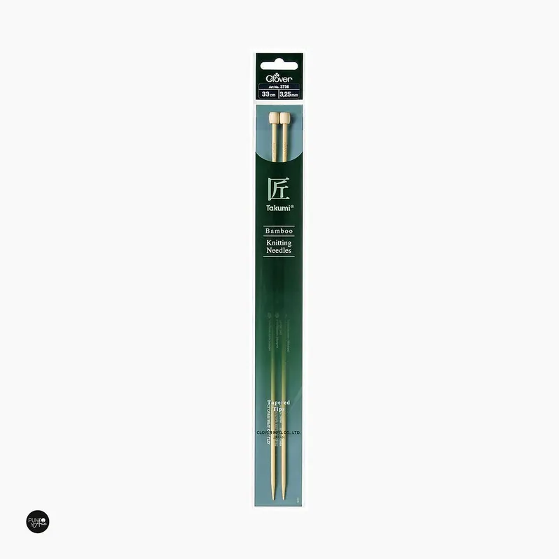 Certificado 33 cm Agujas de Tejer de Bambú Takumi - Clover: Calidad y Comodidad para Tus Proyectos de Tejido - 3.25 mm