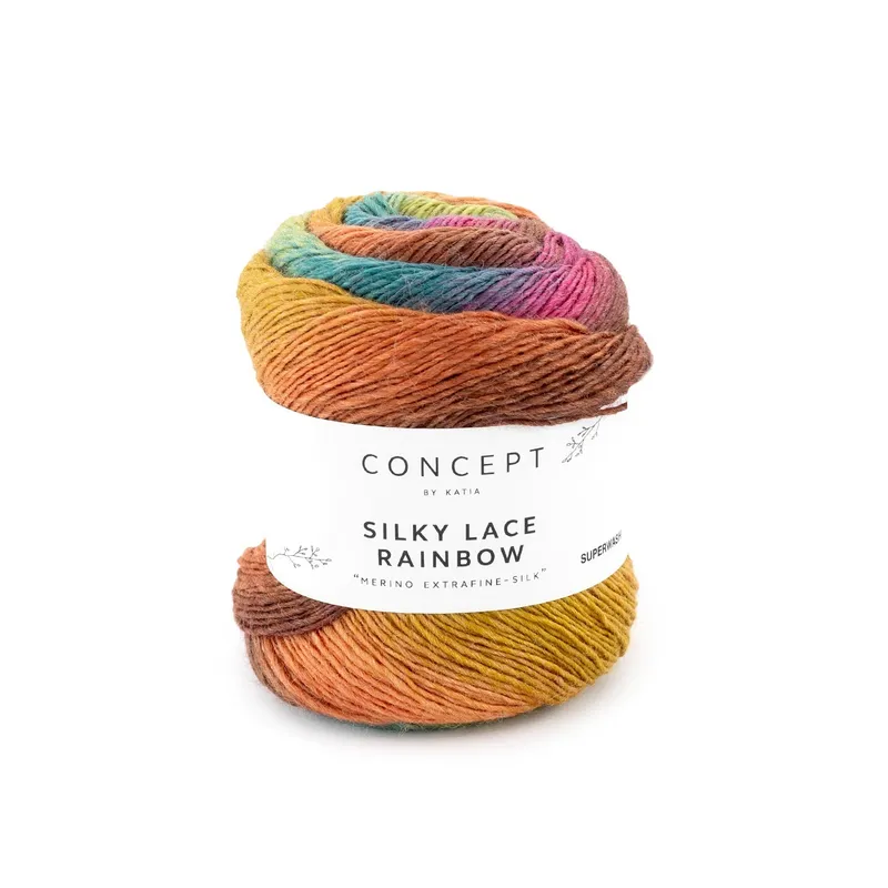 Marca Reconocida Silky Lace Rainbow - Hilo Fino de Merino y Seda con Degradado Multicolor - 301