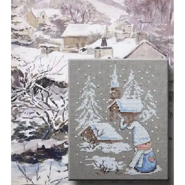 Esquema de punto de cruz Neuge au Village Auténtico