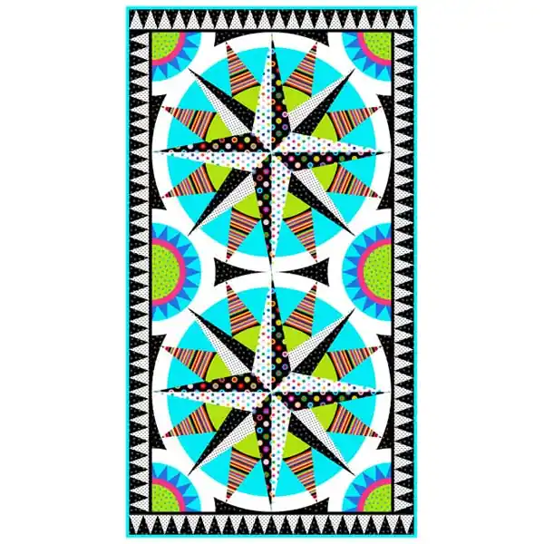 Panel Rosa de los vientos – colección Colorworks de Northcott Premium