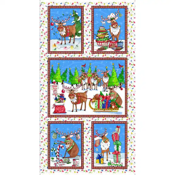Envío Exprés Panel Reindeer Antics de Quilting Treasures