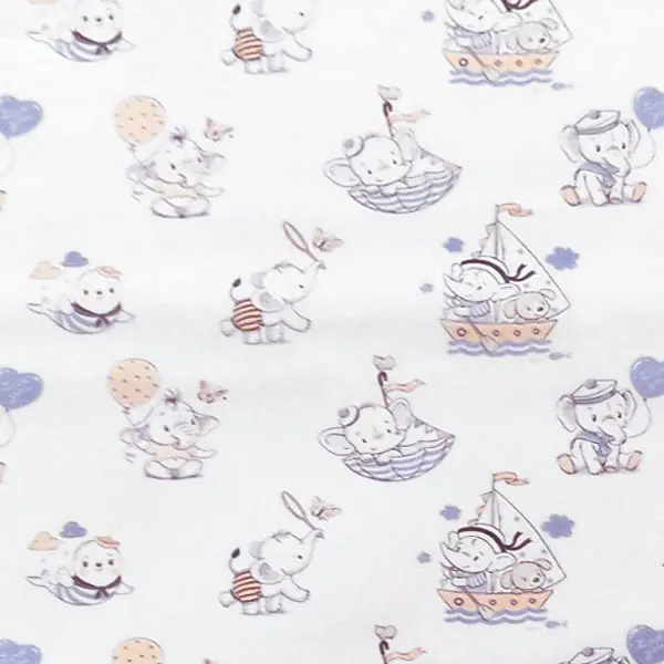 Tela Elefante Marinero blanco Liquidación