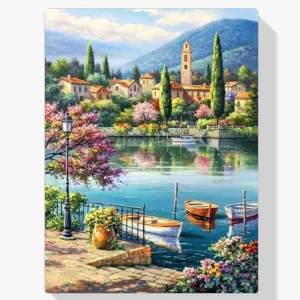 5D Pintura Diamante – Lago del pueblo Disponible Ahora