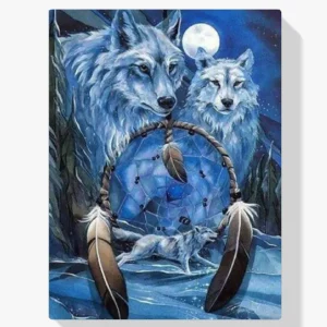 Alta Calidad Pintura Diamante – Atrapasueños lobo