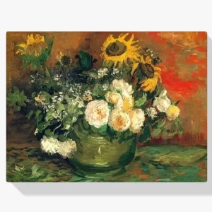 Premium Pintura Diamante – Bodegón con rosas y girasoles