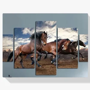 Pintura Diamante – Caballos corredores 5 paneles Gran Oferta