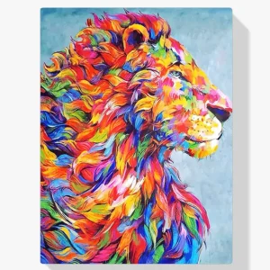 Pintura Diamante – Cabeza de león coloreada Precio Reducido