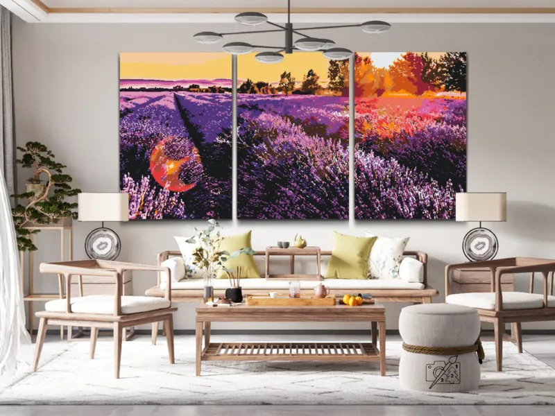 Pintura Diamante – Cama lavanda (Lote de 3) Hecho A Mano
