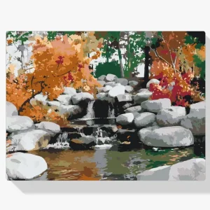 Lujoso Pintura Diamante – Cascada en otoño